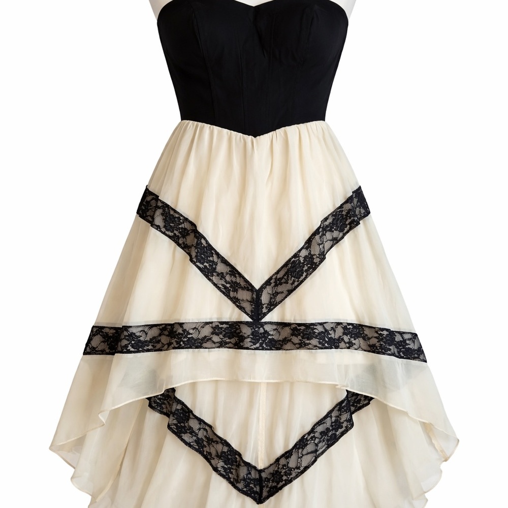Speechless Black and Cream High Low Dress